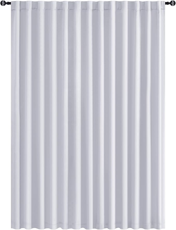 Hiasan Blackout Patio Sliding Door Curtain Extra Wide Thermal Insulated Blind Privacy Room Divider Panel with Back Tab & Rod Pocket for Bedroom Partition Glass Door (100 x84 Inches, Greyish White)
