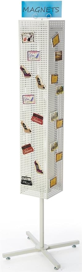 Floor Pegboard Spinner Rack, Magnetic, 68"H (White Steel)