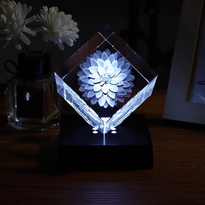 Facmogu LED Lights Base for Crystal 3D Glass Art, Plactic Pedestal Color Show Stand for Crystal Awards, Trophies, Statues, Figurines,USB Powered LED Display Base Stand (White)