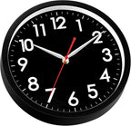 AKCISOT Wall ClockModern Black Silent Non Ticking Wall Clocks Battery Operated 10 Inch,Small Analog Classic Clock Decorative for Bedroom, Kitchen, Home Office, Bathroom, School, Living Room