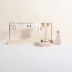 GemeShou single maple Jewelry display Tray for selling, Wooden hexagon display riser for jewelry, Jewelry retail shop display stand, photography props【maple Hexagon single Small】