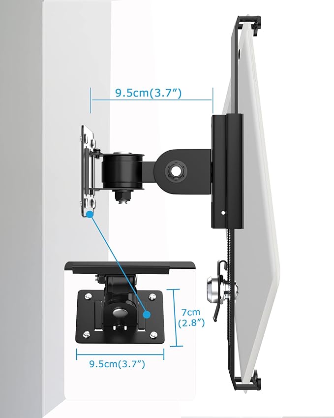 iPad Wall Mount, Security Anti-Theft Tablet Wall Mount Holder with Lock and Keys, 360° Swivel iPad Pro Mount, Compatible with 7-11 Inch Tablets (iPad, Galaxy Tab, Slate, Fire) – Black