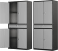 Metal Storage Cabinet with with Drawer, Garage Storage Cabinet with Locking Doors and Adjustable Shelves for Garage, Home Office,Warehouse