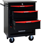4-Drawer Heavy-Duty Rolling Steel Tool Cart with Handle&Wheels, Metal Storage Organizer Cabinet, Tool Chest for Efficient Tool Storage in Garage, Warehouse, Workshop, Repair Shop, Black&RED