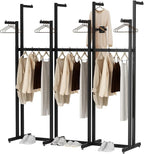 Black Clothing Racks with 8 Arms, Metal Clothing Racks for Hanging Clothes, Freestanding Garment Rack Heavy Duty, 46" to 63" Adjustable Height Retail Clothing Rack for Boutiques Display