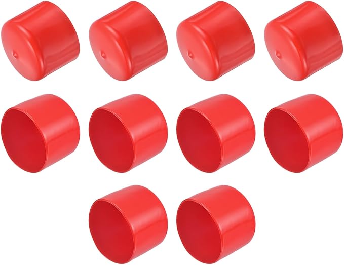 uxcell 10pcs Rubber End Caps 54mm ID Vinyl Round End Cap Cover Screw Thread Protector Red