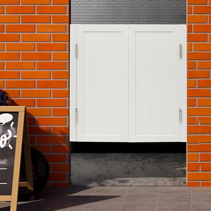 Solid Wood Interior Swing Door with Metal Hinges - Swinging Cafe Doors for Kitchen, Stairs, Bedroom Entrance & Partition (White, 35.43"X35.43")