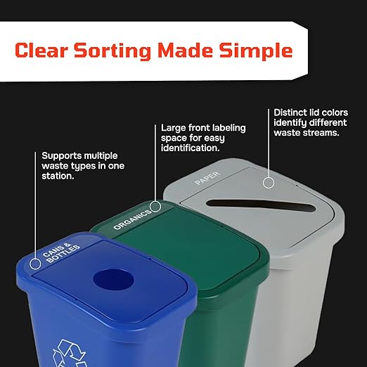 City Box 10 Gallon Waste Bin Trash Can with Lid for Residential, Offices, and Commercial Recycling - NYC Compliant- NYC Compliant - Black