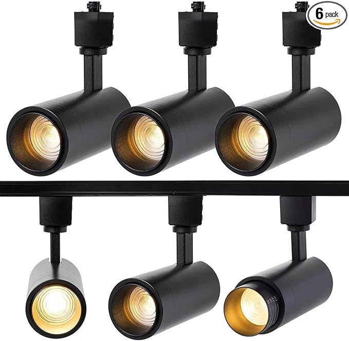 EAGLOD 15W LED H Track Lighting Heads,ZoomableLED Track Lights Fixtures for Accent Retail Artwork, Linear Track Light H Type -4000K Daylight 110V Beam Angle 15 to 60 Degrees Halo Type 6 Pack (Black)