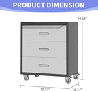 Metal Garage Storage Cabinet with Wheels, Lockable Rolling Tool Cabinet with 3 Drawers, Heavy Duty Mobile Steel Cabinet for Garage Warehouse Workshop