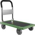 Upgraded Foldable Push Cart Dolly | 680 lbs. Capacity Moving Platform Hand Truck | Heavy Duty Space Saving Collapsible | Swivel Push Handle Flat Bed Wagon - Green