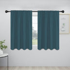 Easy-Going Rod Pocket Blackout Curtains for Bedroom, Room Darkening Window Curtains for Living Room, Thermal Insulated Noise Reduction Solid Window Drapes, 2 Panels(42x45 in, Bluestone)