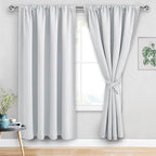 JIUZHEN Blackout Curtains for Bedroom - 60 Inch Extra Wide Thermal Insulated Room Darkening Privacy Soundproof Curtains for Living Room/Dorm Room, Set of 2 Panels, 60 x 72 inches, Greyish White