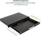 Tecmojo 1U Rack Drawer,Rack Mount Drawer for 19in Network Equipment/Server/AV Rack or Cabinet Enclosure,Sliding and Lockable Server Rack Drawer - Load-Bearing 22lb (10kg),with Cable Management Holes