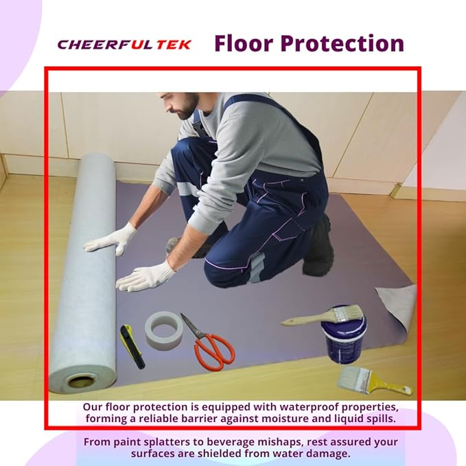 Heavy-Duty Temporary Floor Protection, All Purpose Scratch & Waterproof-Worry Free, Underlayment, Renovation & Construction Canvas Drop Cloth Tarp, Anti-Slip, Durable, Reusable 3'x150'-450 SQFT