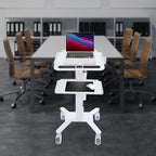 Computer Cart Mobile Standing Workstation with Power Strip, Salon Spa Beauty Machine Trolley Stand, Adjustable Height Computer Cart with 4 Wheels for Placing Computers, Mainframes