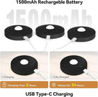 Rechargeable Puck Lights with Remote, 12 Pack Magnetic Under Cabinet Lighting, 1500mAh Battery Operated LED Tap Lights with Dimmer & Timmer for Kitchen, Closet, Shelf - 3 Color Temps & 12 RGB, Black