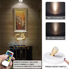 LED Spotlight, Battery Powered Picture Lights, Uplighting Indoor, Puck Lights with Remote, Stick Spot Light for Wall Display Picture Dartboard Painting Artwork Accent Closet-4Pack