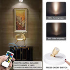 LED Spotlight, Battery Powered Picture Lights, Uplighting Indoor, Puck Lights with Remote, Stick Spot Light for Wall Display Picture Dartboard Painting Artwork Accent-2pcs