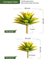 Velener Artificial Agave Plant Set, 28 Inch, Faux Aesthetic Plants for Home Decor, Realistic UV Resistant Fake Yellow Agave Plants Without Pot, Set of 2
