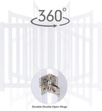 LZRS 4-Panel Wooden Free Standing Foldable Dog Gate Indoor – 24" High, Extra Wide Step-Over Safety Pet Gate for Doorways, Stairs, Hallways, Large Spaces & Playpen for Puppies Indoor Use, White