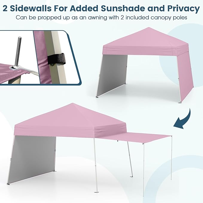 Tangkula 10x9.2 Ft Pop up Canopy with Sidewalls, UPF50+ Outdoor Tent with 8 Stakes, 4 Wind Ropes, Carry Bag, Portable Canopy Tent with Awnings for Camping, Patio, Market