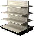 Island Gondola Retail Shelving Display, 8 Shelves Beige [Platinum] Double-Sided 48”W x 54”H x 41”D for Retail Convenience Grocery Office Supply or Liquor Stores, Industrial Grade Made in USA