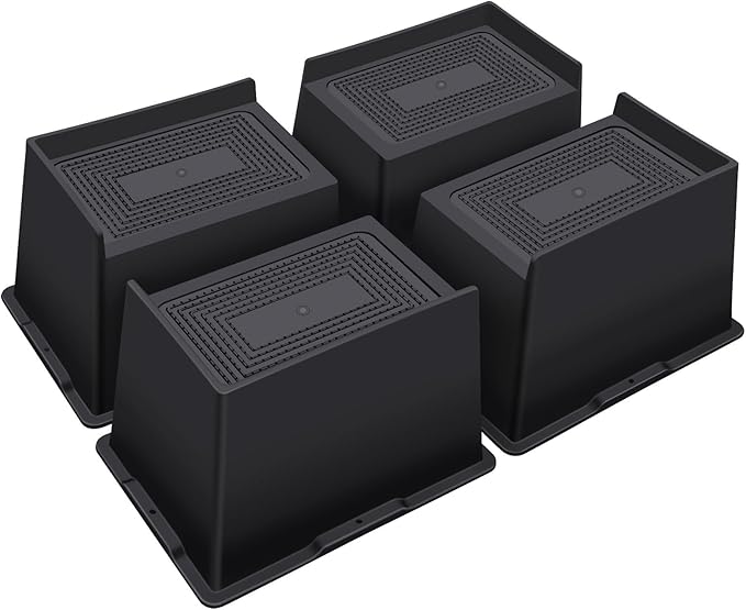 Bed Risers 5 Inch Heavy Duty,Oversized Couch Risers, Extra Wide Furniture Risers for Sofa Table Desk Headboard Chair Lifting,Rectangle Risering Blocks Support 6000 lbs(4 Pack Black)