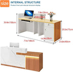 Reception Desk with Counter LED Light and Lockable Drawers and Storage Tall Modern Front Desk Reception Counter for Checkout Lobby Beauty Salon B Right 71inch/180cm