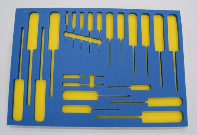 5S Tool Box Shadow Foam Organizers (2 Color) FITS Craftsman Model# 112225 TOP Box (10.75" x 18.125", Blue Top/Yellow Bottom)…