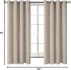BGment Room Darkening Curtains 63 Inches Long - Grommet Thermal Insulated Drapes Window Treatment Curtains for Bedroom, 2 Panels, 52 x 63 Inch, Camel