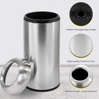 Dyna-Living Large Trash Can Outdoor Stainless Steel Garbage Can with Lid Open Top Tall Trash Bin Commercial Big Kitchen Garbage Bin Industrial Waste Container (Silver)