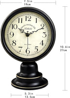 Mid Century Modern Desk Clock - Vintage Tabletop Metal Clock for Bedroom, Kitchen, Office, Living Room - Silent Decor - Battery Operated - Black