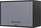 Yizosh Metal Wall Cabinet with Doors and Shelves, Wall Mounted Storage Cabinet for Garage, Basement, Kitchen, Warehouse (Black Gray, 21.6" H)
