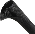 Automotive Wire Loom Tubing, Split Braided Cord Protectors from Pets No Chew, Flexible Cable Sleeve Cable Management for TV/Computer/Electric Wires (Black, 3/8"-10ft)