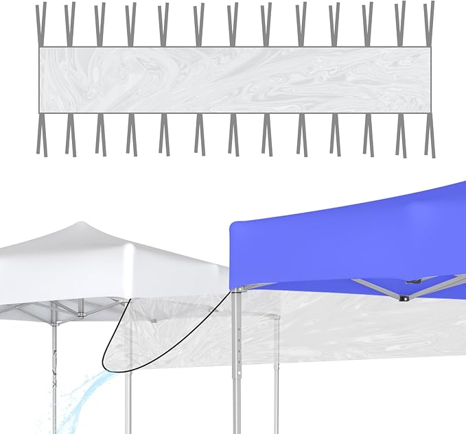 2Pcs 10FT Canopy Rain Gutters for Pop Up Canopy, Waterproof Polyester Drainage System, Tent Extension Attachment Accessories