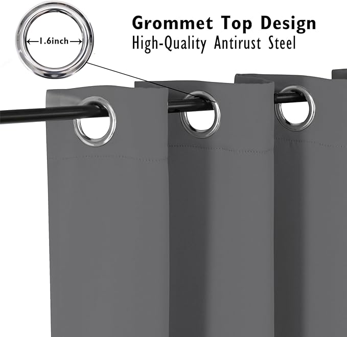 ChrisDowa Blackout Curtains 84 inches Long for Bedroom - Grommet Thermal Insulated Room Darkening Curtains for Living Room (1 Panel, Grey, 52 x 84 Inch)