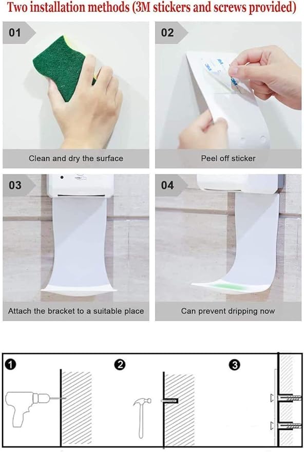2PCS Wall Mounted Soap Dispenser Drip Tray, Stand, Bracket, Water Tray,Detergent Cup Holder,Prevent Dripping and Spraying (White)