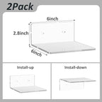 6 Inches Acrylic Small Wall Shelves 2 Pack, Floating Shelf for Wall Mounting, Acrylic Display Ledges for Funko Pop Figures, Home Décor, Living Room, Gaming Room, Plants(6 inch, Clear)