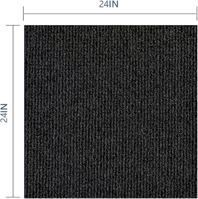 Carpet Tile 24” X 24” Self Adhesive Carpet Floor Tiles Anti-Slip Reusable Carpet Squares Peel and Stick Carpet Floor Tile Easy Install DIY for Bedroom Living Room (21, Black)