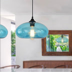 Industrial Shape of Onion Vintage Chandelier E27 Pendant Light Ceiling Lamp Colorful Glass Cage (Light Blue)