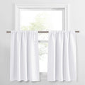 PONY DANCE Window Curtain Valances - Rod Pocket Drapes Set Thermal Insulated Curtain Panels Noise Reducing Window Treatment for Kitchen, 34 W x 36 L inch, Pure White, 2 PCs