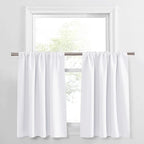 PONY DANCE 30 inch Long Curtains - Small Curtains for Bathroom Windows, Room Darkening Drapes 2 Panel Set Thermal Insulated Window Draperies for Kitchen Home Office, Pure White