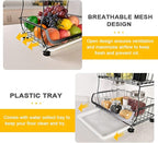 Miyawell Fruit Vegetable Storage Basket, 4 Tier Stackable Metal Wire Storage Baskets with Wheels, Fruit Vegetable Produce Basket Organizer Bins for Kitchen, Pantry, Bathroom