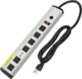 CCCEI Heavy Duty Power Strip Surge Protector 20 Amp, High Amp Industrial Shop Garage Metal Multiple Outlets, 15 FT 12 Gauge 5-15P Extension Cord 6 Outlet 6-20R T-Slot 20a for Appliance.