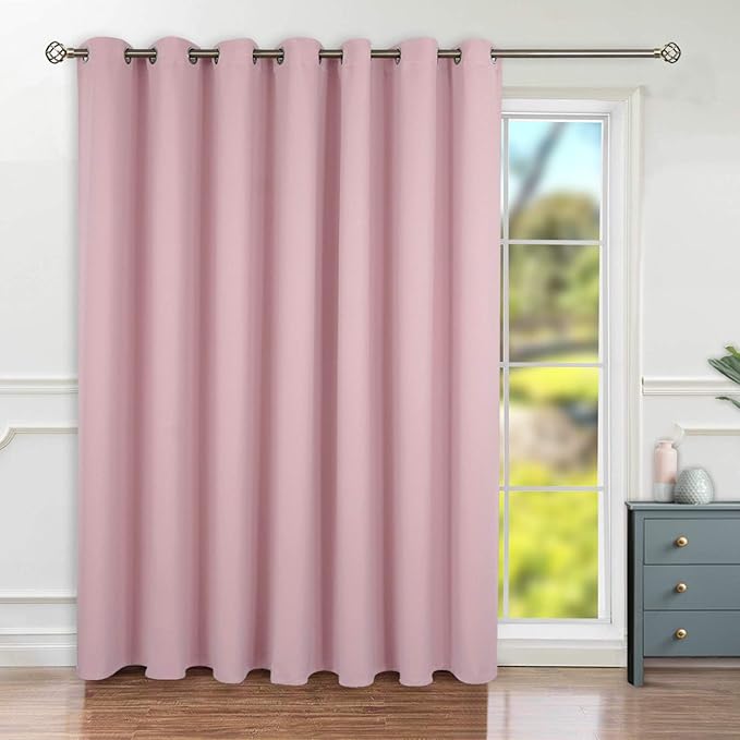 BGment Pink Room Divider Curtain 120 Inch Long - Wide Room Darkening Sliding Door Curtain for Nursery Privacy Themral Insulated Grommet Room Separator Drape, 1 Panel, 100 X 120
