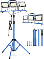 PAULINN 21000 Lumen Work Lights with Stand, 3 Adjustable Head LED Work Light with Foldable Stand and 16FT Cord, IP66 Waterproof Led Construction Light