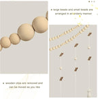 Amyhill Amyhill Hanging Photo Display Boho Macrame Photo Hanging with 24 Wood Wall Clips Macrame Collage Picture Frame with Wooden Beads Double Layer Room Display Decoration Art(Simple Style)