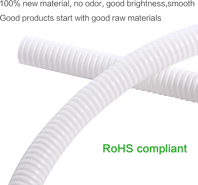 Alex Tech 100ft - 1/4 inch Split Wire Loom Tubing - White