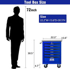 6 Drawers Tool Cart on Wheels with Stainless Steel Worktop, Heavy Duty Mobile Rolling Drawer Tool Chest with Locking Wheels & Lockable Drawers, Garage Tool Storage Cabinet (Blue, 6 Drawers)